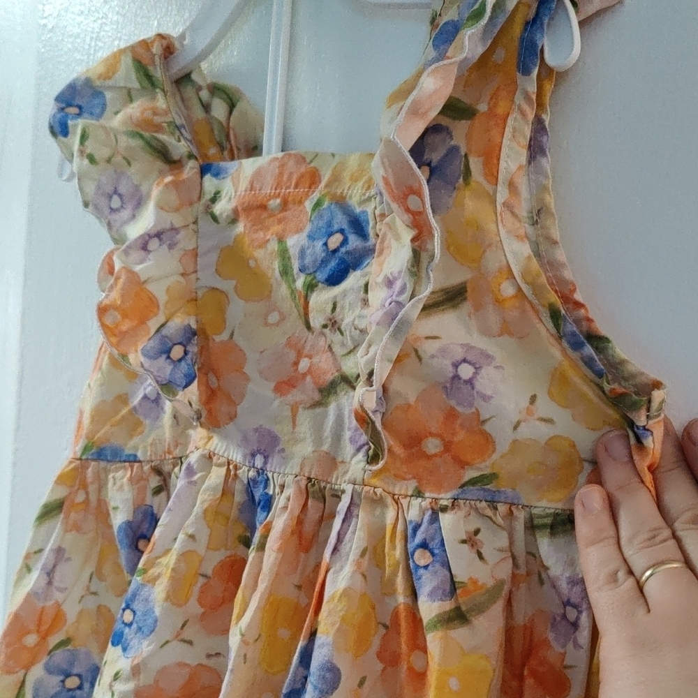 Orange and Blue Ruffled Tiered Sundress